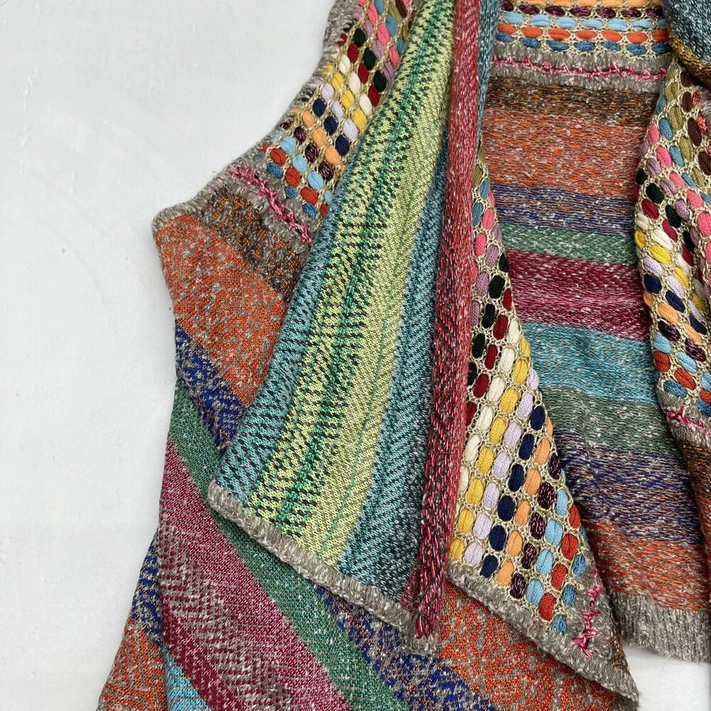 Cecilia Prado Multicolored Knit Drap Cardigan Vest Women’s Size Small - Picture 2 of 7